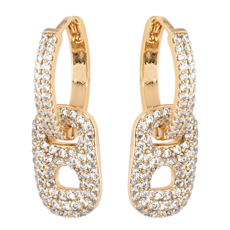 Серьги Xuping Позолота 18K подвески на колечках Инкрустация цирконием 2 в 1 фото №4