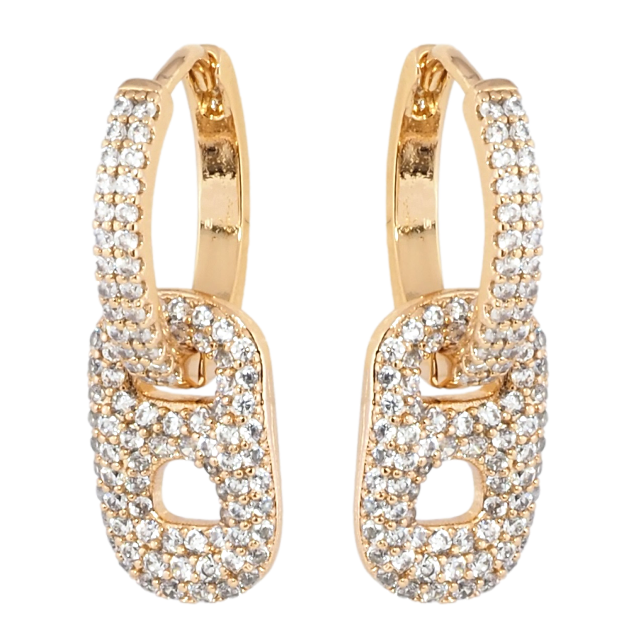 Серьги Xuping Позолота 18K подвески на колечках Инкрустация цирконием 2 в 1 фото №1