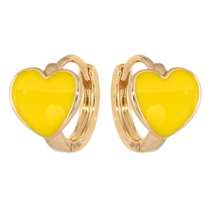 Сережки Xuping колір 18K колечки Серця з жовтою емаллю фото №22