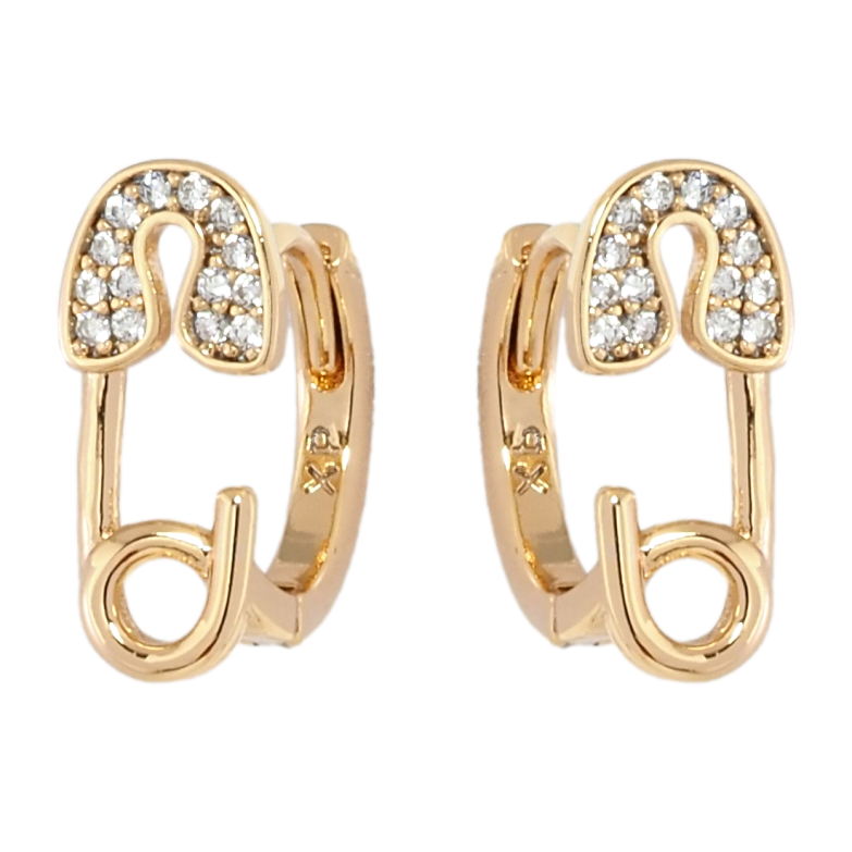Серьги Xuping Позолота 18K колечки Булавки с цирконием фото №1
