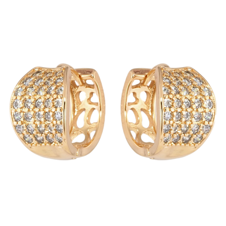 Сережки Xuping Позолота 18K колечка Інкрустація цирконієм фото №1 Сережки Xuping Позолота 18K колечка Інкрустація цирконієм фото №1