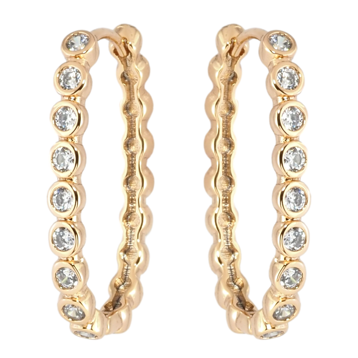 Сережки Xuping Позолота 18K колечка Доріжки цирконію фото №5