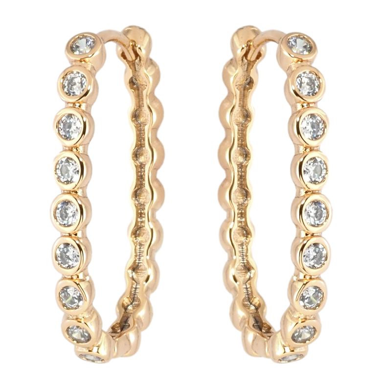 Серьги Xuping Позолота 18K колечки Дорожки циркония фото №1 Серьги Xuping Позолота 18K колечки Дорожки циркония фото №1