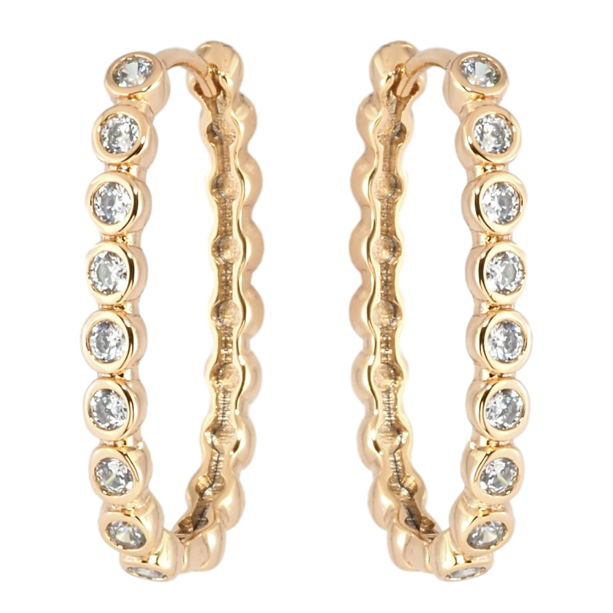 Сережки Xuping Позолота 18K колечка Доріжки цирконію фото №1