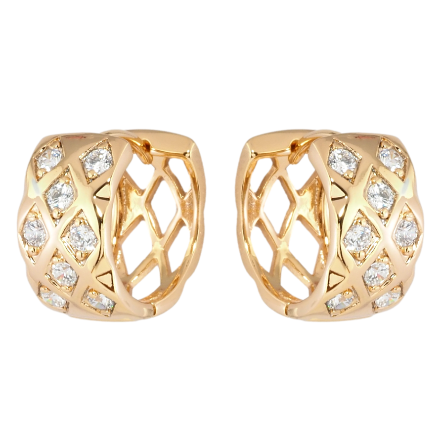 Серьги Xuping Позолота 18K колечки Узор с цирконием фото №1