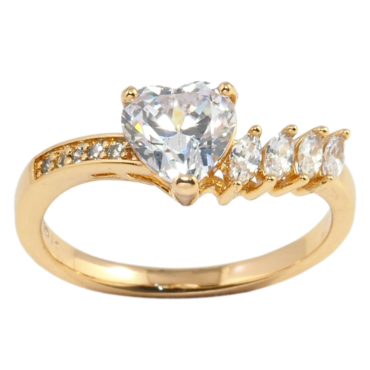 Каблучка Xuping Позолота 18K Кришталеве серце фото №8