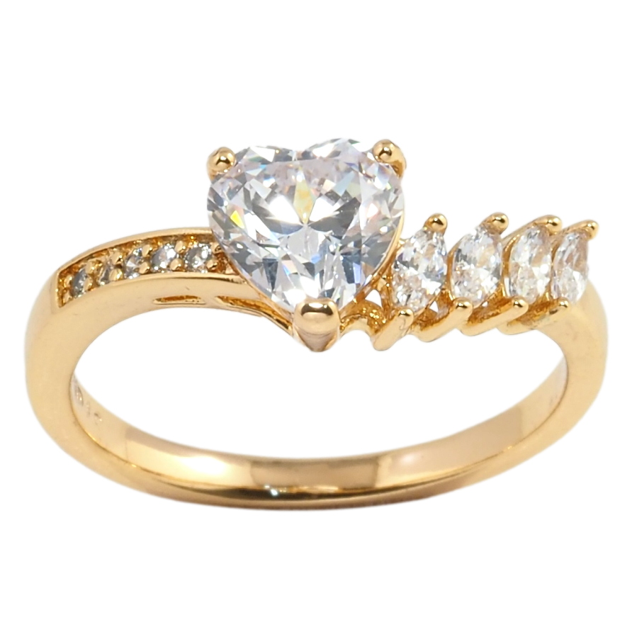 Каблучка Xuping Позолота 18K Кришталеве серце фото №1