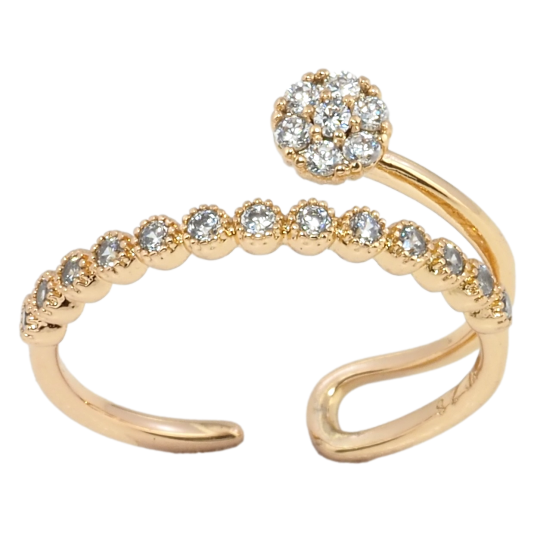 Кольцо Xuping Позолота 18K Дорожка циркония с кристальным цветочком фото №1 Кольцо Xuping Позолота 18K Дорожка циркония с кристальным цветочком фото №1