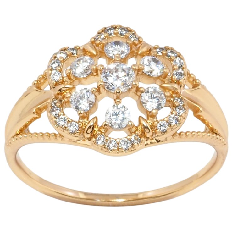 Каблучка Xuping Позолота 18K Квіточка з цирконієм фото №3