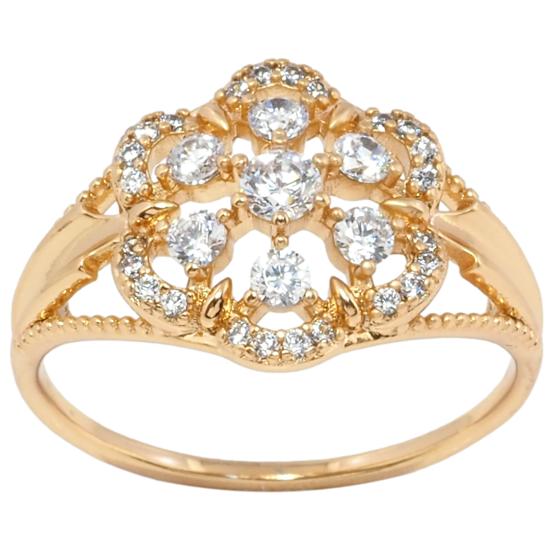 Каблучка Xuping Позолота 18K Квіточка з цирконієм фото №1