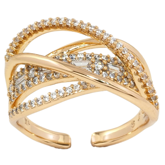 Кольцо Xuping Позолота 18K Декоративный узор из дорожек циркония фото №1 Кольцо Xuping Позолота 18K Декоративный узор из дорожек циркония фото №1