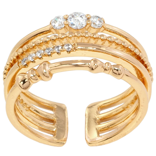 Кольцо Xuping Позолота 18K Узор с цирконием и бантами фото №1 Кольцо Xuping Позолота 18K Узор с цирконием и бантами фото №1