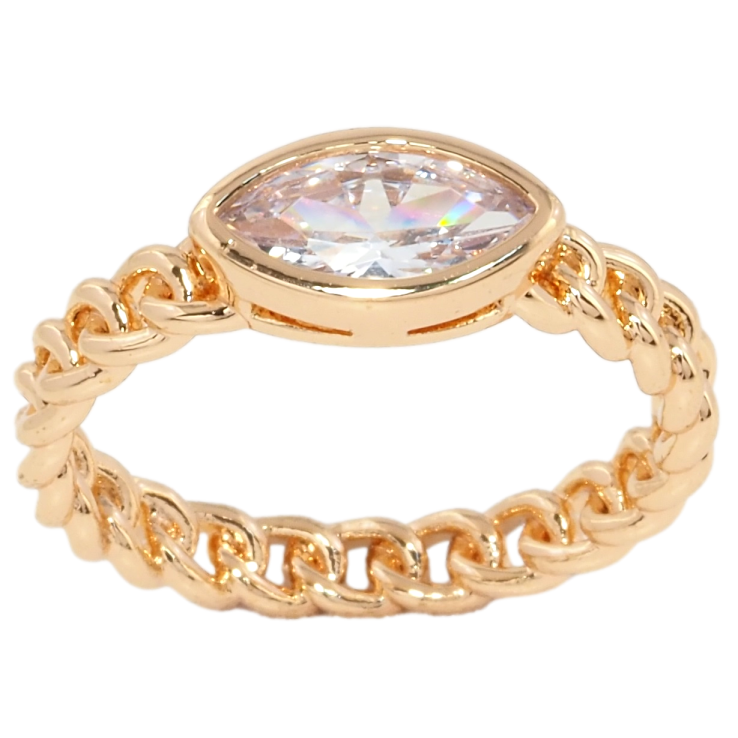 Каблучка Xuping Позолота 18K Візерунок ланцюжок з фіанітом фото №4