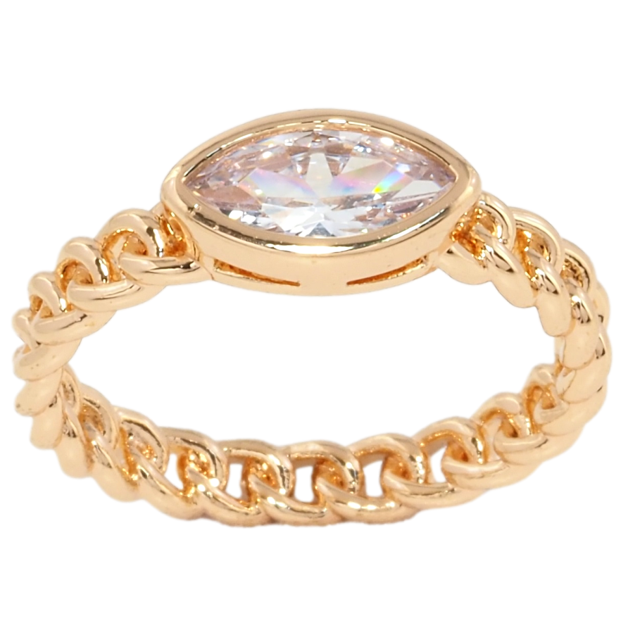 Каблучка Xuping Позолота 18K Візерунок ланцюжок з фіанітом фото №1 Каблучка Xuping Позолота 18K Візерунок ланцюжок з фіанітом фото №1