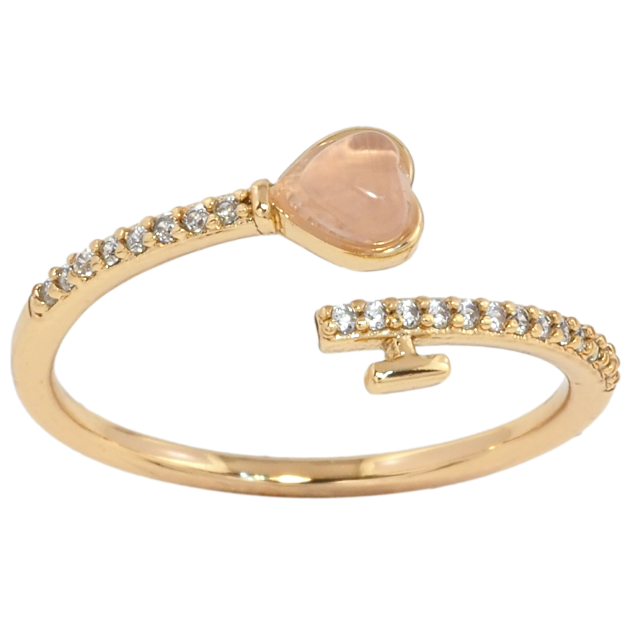 Каблучка Xuping Позолота 18K Рожеве серце з доріжками цирконію фото №1