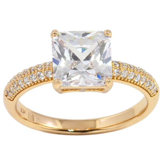 Кольцо Xuping Позолота 18K Фианит, 8х8мм фото №1
