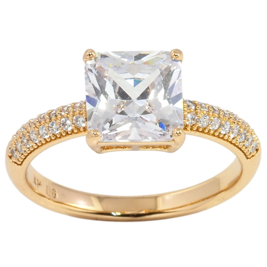 Каблучка Xuping Позолота 18K Фіаніт, 8х8мм фото №1