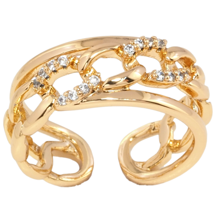 Каблучка Xuping Позолота 18K Візерунок ланцюжок з цирконієм фото №2