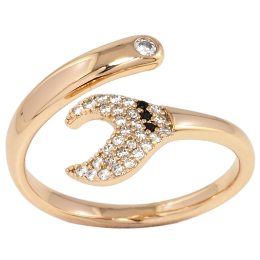 Кольцо Xuping Позолота 18K Узор с черно-белым цирконием фото №1