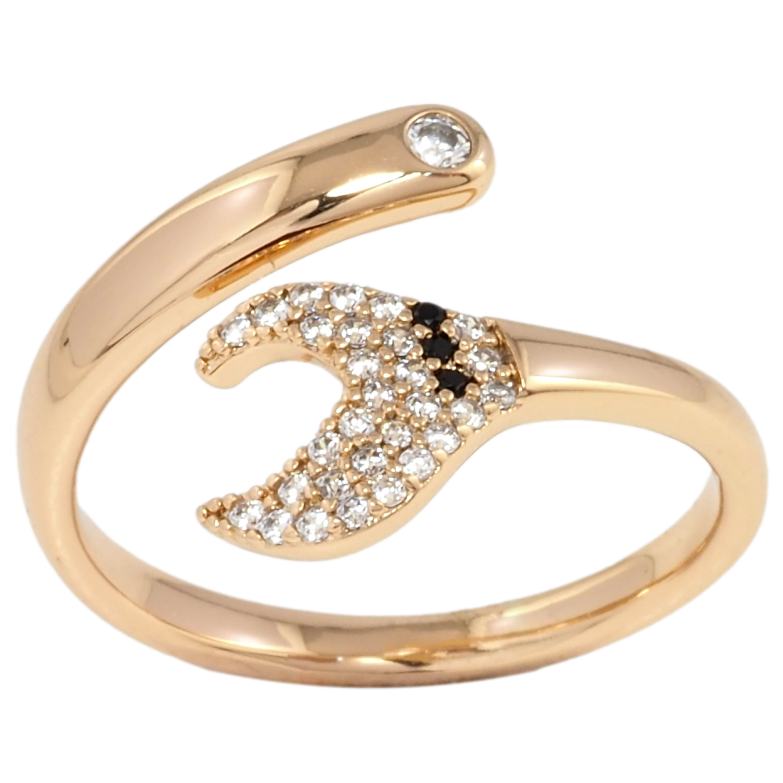 Кольцо Xuping Позолота 18K Узор с черно-белым цирконием фото №1 Кольцо Xuping Позолота 18K Узор с черно-белым цирконием фото №1