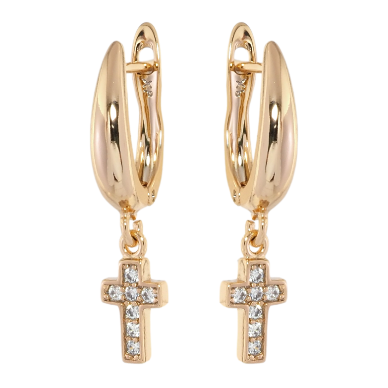 Серьги Xuping Позолота 18K английский замок Крестики с цирконием фото №1