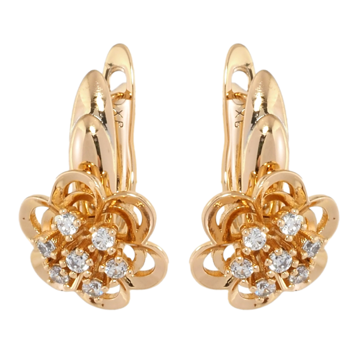 Серьги Xuping Позолота 18K английский замок Цветочки с цирконием фото №23