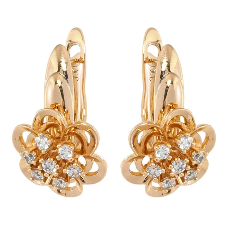 Сережки Xuping Позолота 18K англійський замок Квіточки з цирконієм фото №1