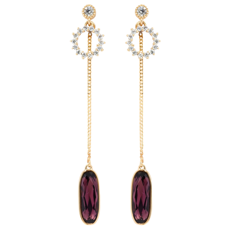 Сережки Xuping колір 18K з кристалами Swarovski пусети Віночок і овальний кристал на ланцюжку фото №1