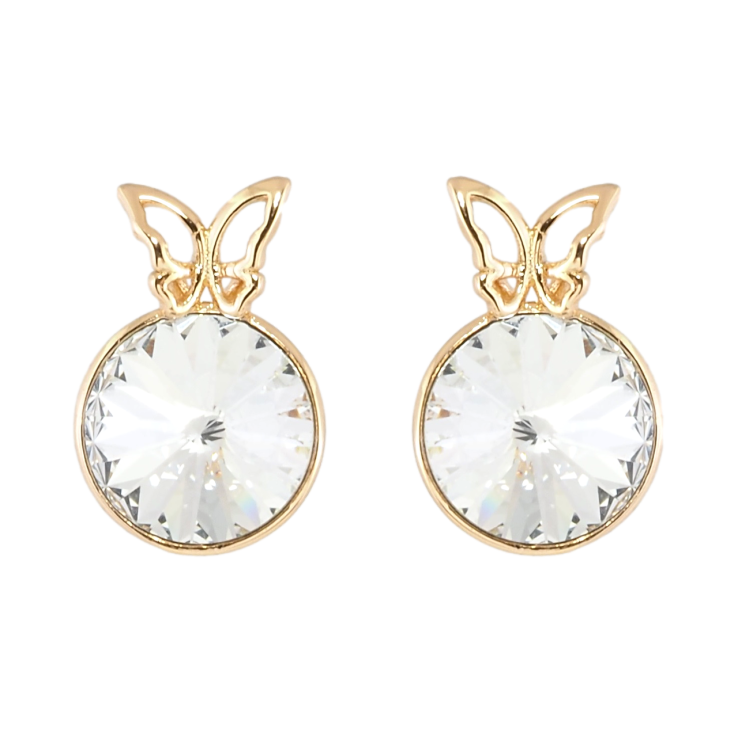 Сережки Xuping колір 18K з кристалами Swarovski пусети Конусний кристал в оправі з метеликом ø 9мм фото №22 Сережки Xuping колір 18K з кристалами Swarovski пусети Конусний кристал в оправі з метеликом ø 9мм фото №22