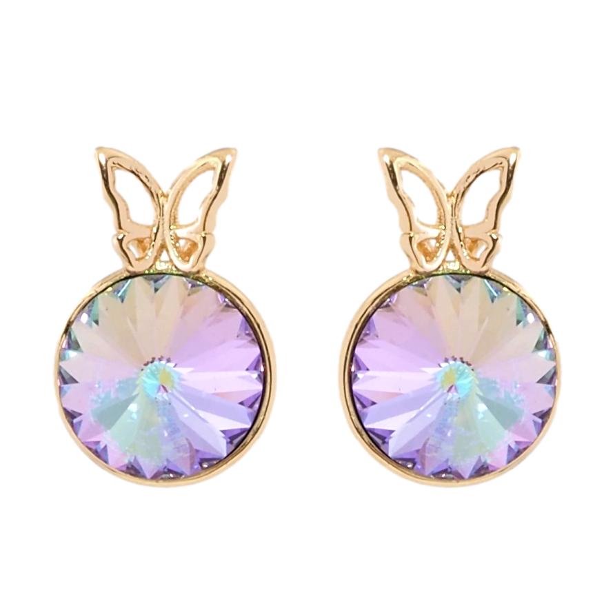 Серьги Xuping цвет 18K с кристаллами Swarovski пусеты Конусный кристалл в оправе с бабочкой ø 9мм фото №1 Серьги Xuping цвет 18K с кристаллами Swarovski пусеты Конусный кристалл в оправе с бабочкой ø 9мм фото №1