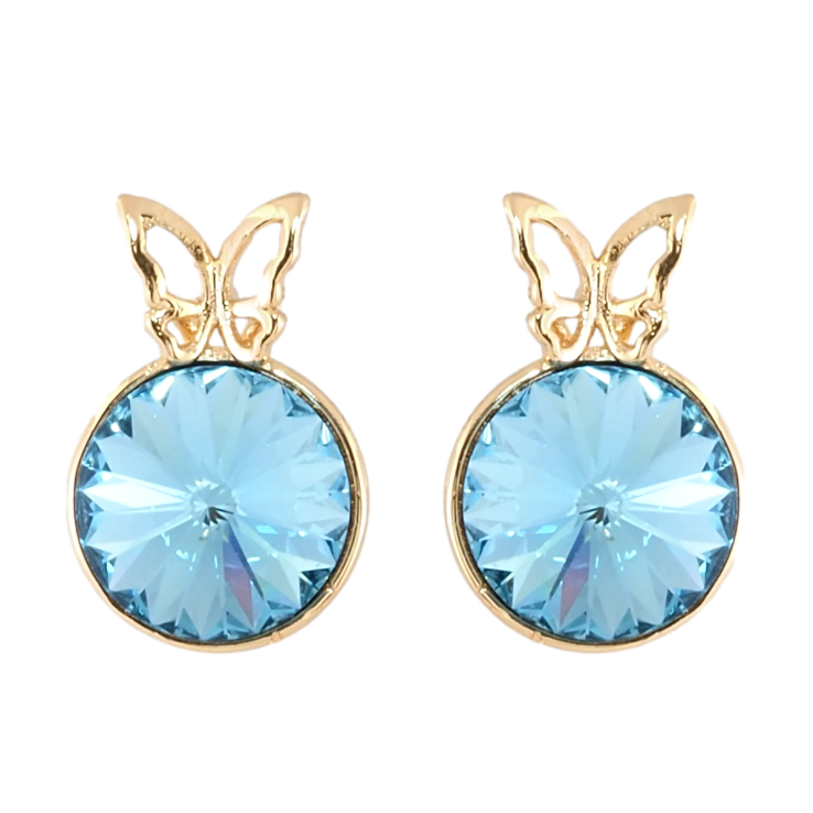 Сережки Xuping колір 18K з кристалами Swarovski пусети Кристал Rivoli колір Aquamarine з метеликом ø 9мм фото №24 Сережки Xuping колір 18K з кристалами Swarovski пусети Кристал Rivoli колір Aquamarine з метеликом ø 9мм фото №24