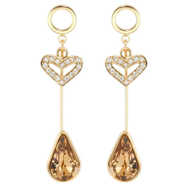 Сережки Xuping колір 18K з кристалами Swarovski пусети Сердечко та Світло-Коричневий Кристал фото №23 Сережки Xuping колір 18K з кристалами Swarovski пусети Сердечко та Світло-Коричневий Кристал фото №23