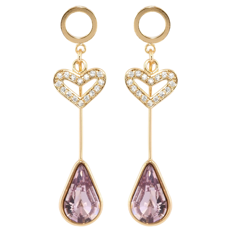 Сережки Xuping колір 18K з кристалами Swarovski пусети Коло з підвісками серце і кристал крапля фото №1
