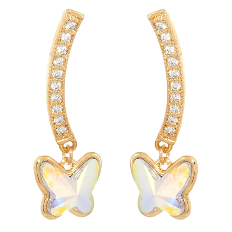 Сережки Xuping колір 18K з кристалами Swarovski пусети Дуга кристал з Підвіскою Метелик фото №1 Сережки Xuping колір 18K з кристалами Swarovski пусети Дуга кристал з Підвіскою Метелик фото №1