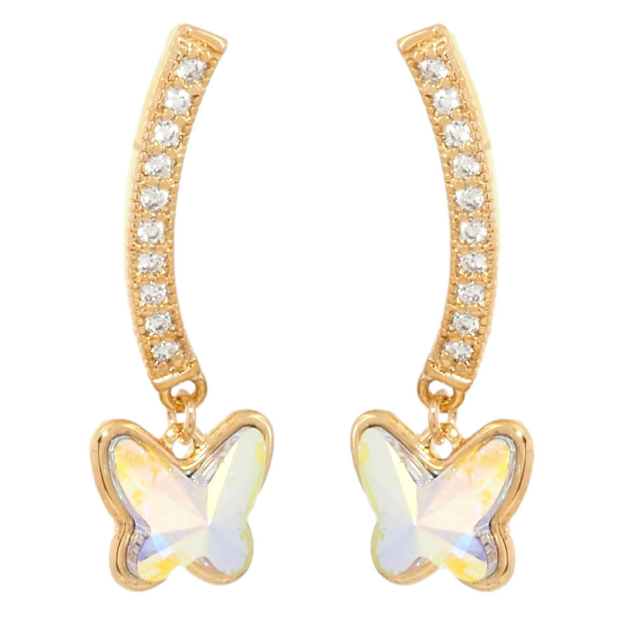 Сережки Xuping колір 18K з кристалами Swarovski пусети Дуга кристал з Підвіскою Метелик фото №1 Сережки Xuping колір 18K з кристалами Swarovski пусети Дуга кристал з Підвіскою Метелик фото №1