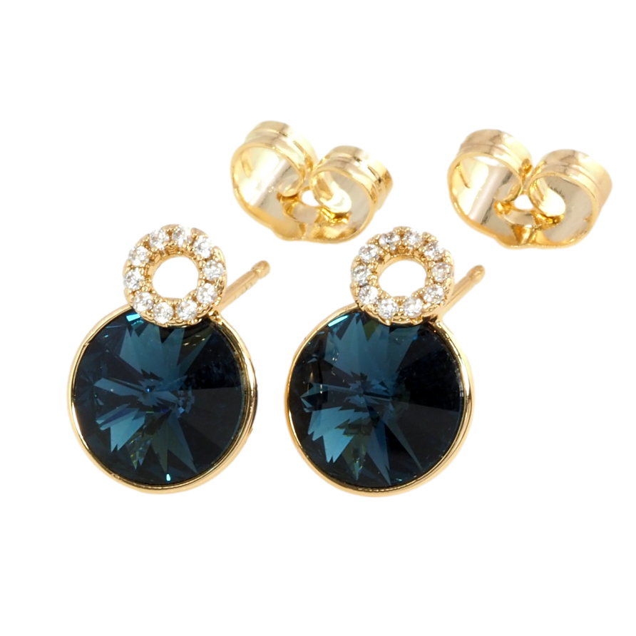 Серьги Xuping цвет 18K с кристаллами Swarovski пусеты Синий Куполообразный Кристалл и Круг фото №1