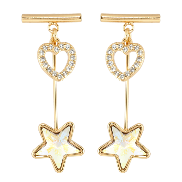 Сережки Xuping колір 18K з кристалами Swarovski пусети Серце та Райдужний Кристал Зірочка фото №12 Сережки Xuping колір 18K з кристалами Swarovski пусети Серце та Райдужний Кристал Зірочка фото №12