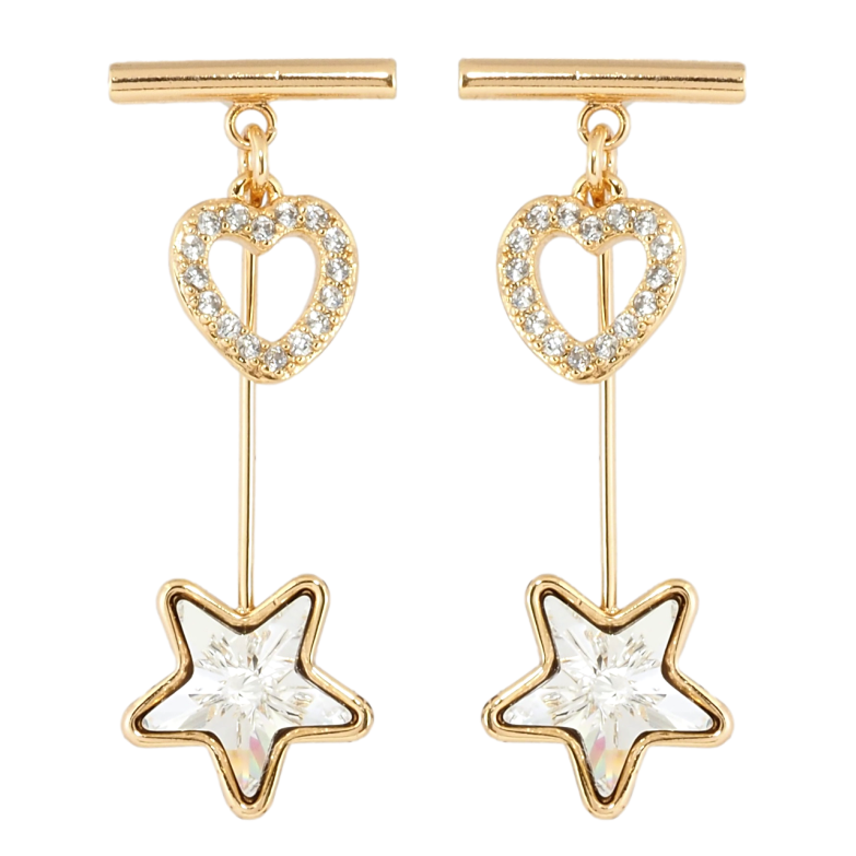 Сережки Xuping колір 18K з кристалами Swarovski пусети Серце та Прозорий Кристал фото №1 Сережки Xuping колір 18K з кристалами Swarovski пусети Серце та Прозорий Кристал фото №1