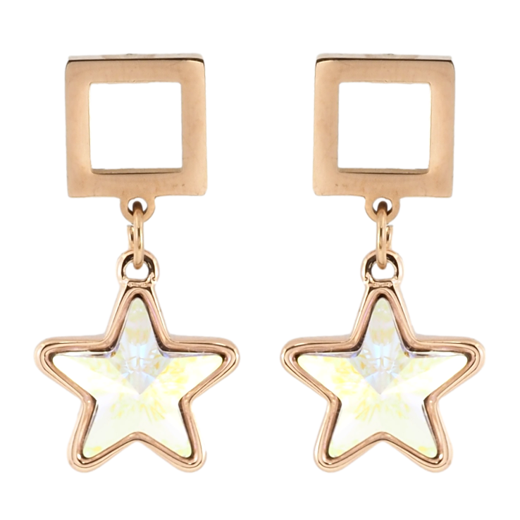 Сережки Xuping колір 18K з кристалами Swarovski пусети Квадрат з Підвіскою Райдужний Кристал Зірочка фото №3 Сережки Xuping колір 18K з кристалами Swarovski пусети Квадрат з Підвіскою Райдужний Кристал Зірочка фото №3