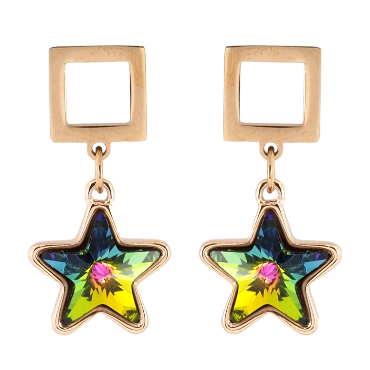 Сережки Xuping колір 18K з кристалами Swarovski пусети Квадрат із підвіскою зірочка фото №11 Сережки Xuping колір 18K з кристалами Swarovski пусети Квадрат із підвіскою зірочка фото №11