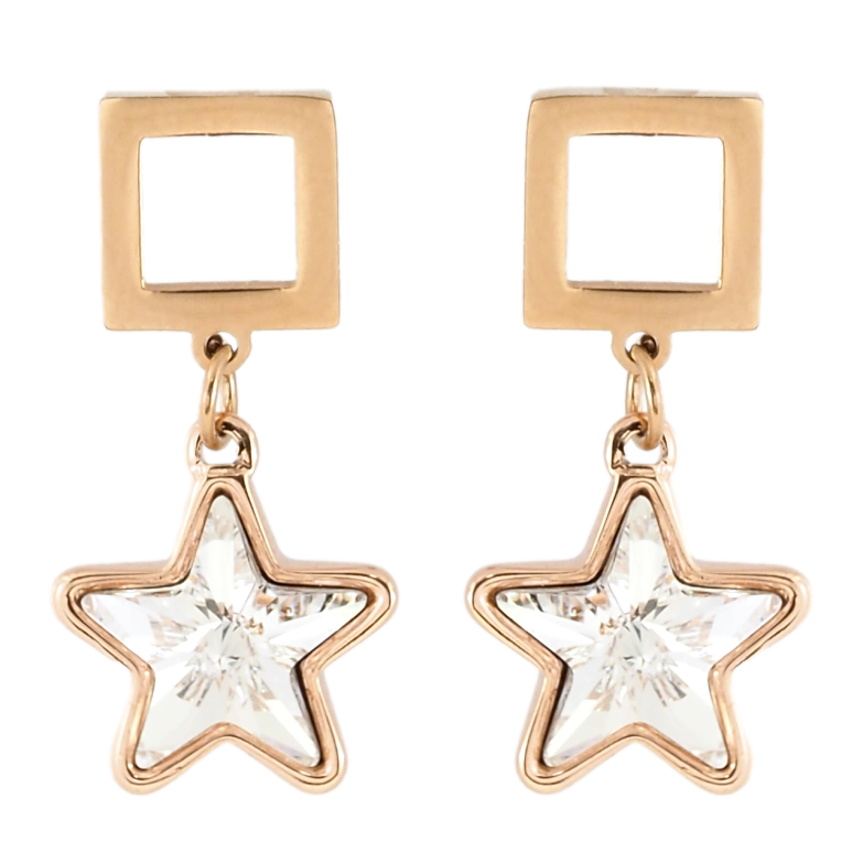 Серьги Xuping цвет 18K с кристаллами Swarovski пусеты Квадрат с подвеской кристалл звездочка фото №1