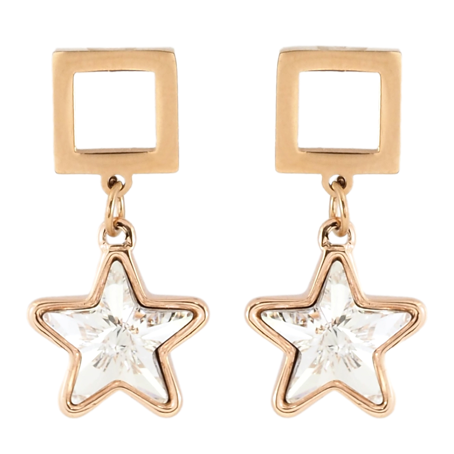 Сережки Xuping колір 18K з кристалами Swarovski пусети Квадрат із підвіскою зірочка фото №1 Сережки Xuping колір 18K з кристалами Swarovski пусети Квадрат із підвіскою зірочка фото №1