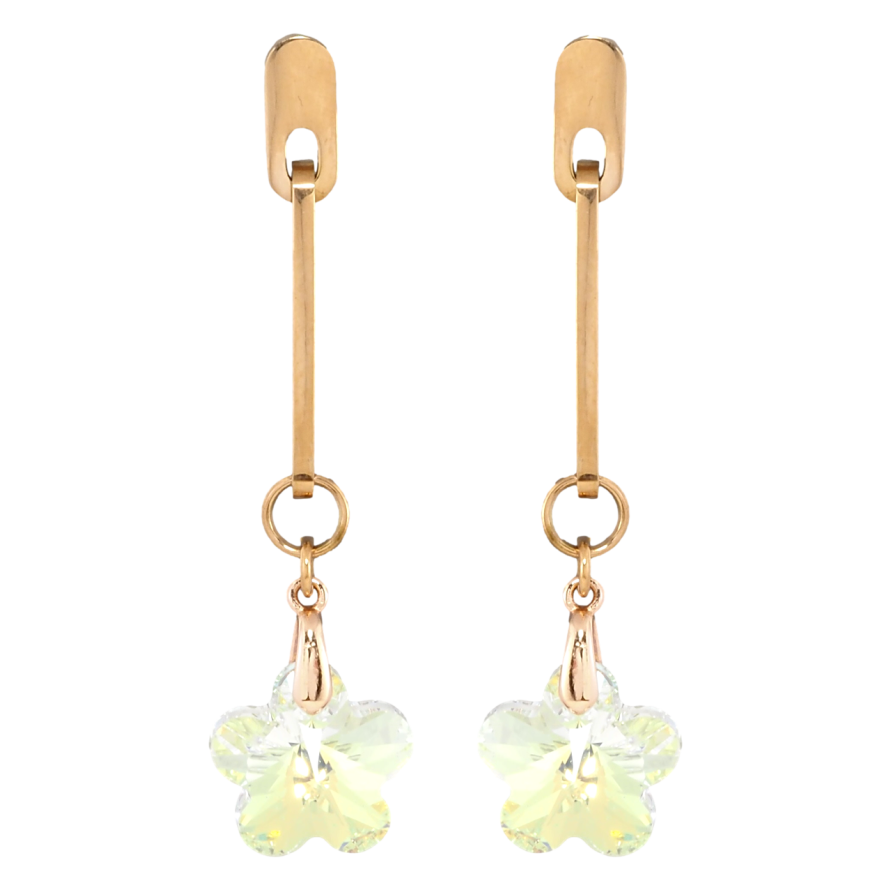 Сережки Xuping колір 18K з кристалами Swarovski пусети Підвіска Квіточка на Вузькій Сполучній Скобі фото №1