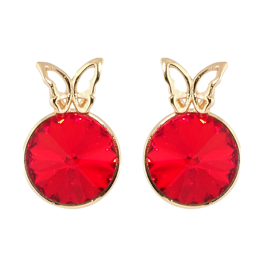 Сережки Xuping колір 18K з кристалами Swarovski пусети Кристал Light Siam з метеликом фото №1