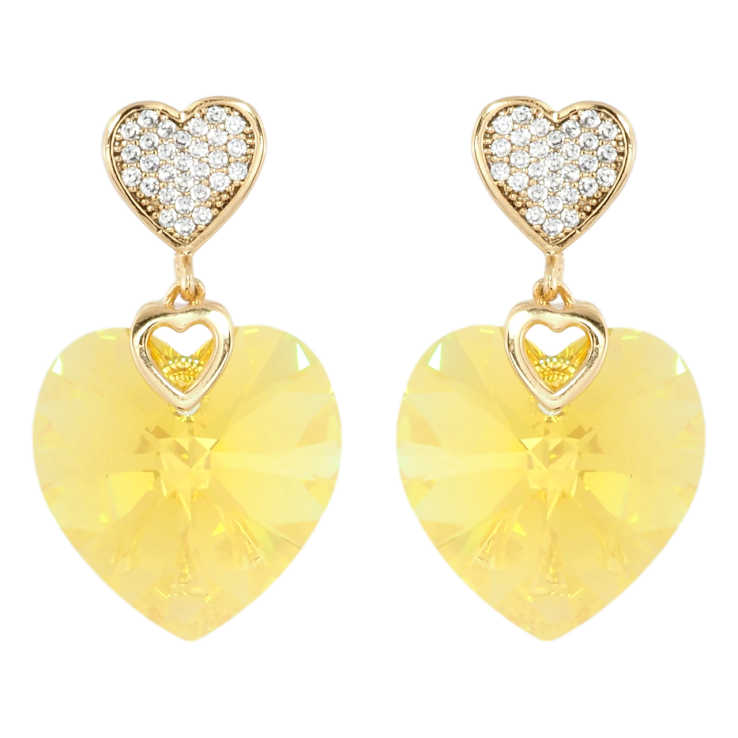 Сережки Xuping колір 18K з кристалами Swarovski пусети Сердечки кристал та Yellow Swarovski Crystal фото №17 Сережки Xuping колір 18K з кристалами Swarovski пусети Сердечки кристал та Yellow Swarovski Crystal фото №17