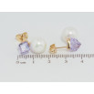 Серьги Xuping цвет 18K с кристаллами Swarovski пусеты Кубик Violet Swarovski Crystal с жемчужиной фото №2
