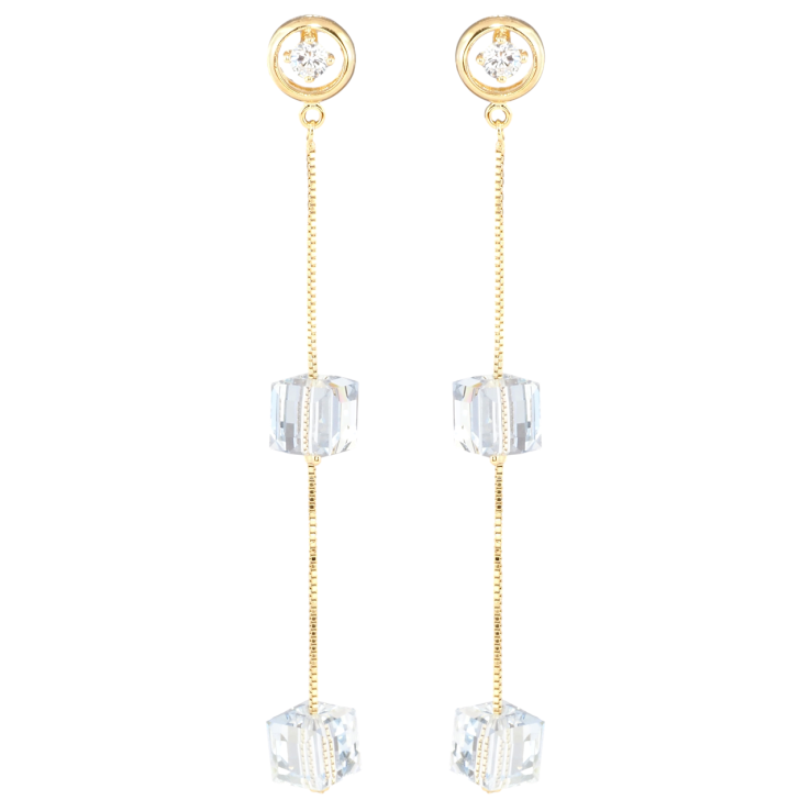 Сережки Xuping колір 18K з кристалами Swarovski пусети Ланцюжки з кришталевими кубиками фото №9 Сережки Xuping колір 18K з кристалами Swarovski пусети Ланцюжки з кришталевими кубиками фото №9