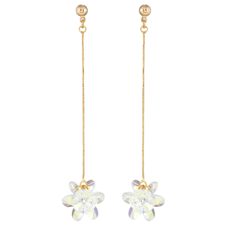 Сережки Xuping колір 18K з кристалами Swarovski пусети Кристали Shimmer на ланцюжку фото №1