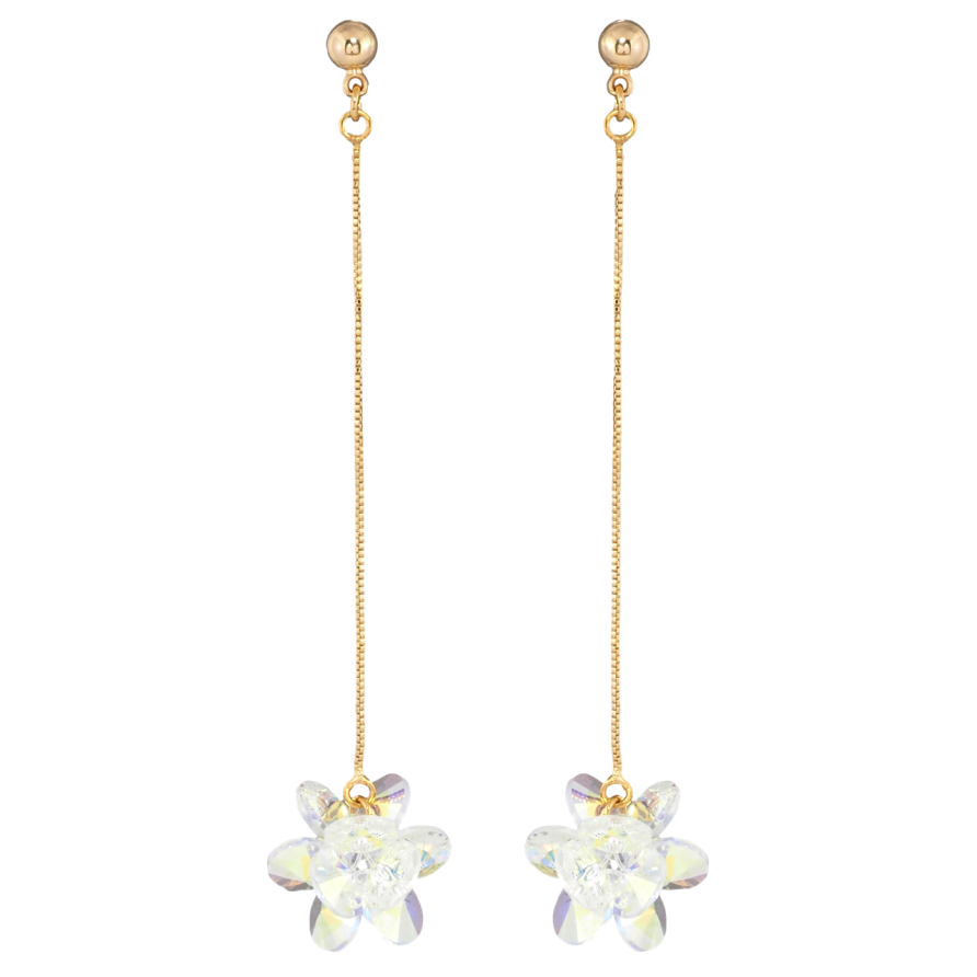 Серьги Xuping цвет 18K с кристаллами Swarovski пусеты Кристаллы Shimmer на цепочке фото №1