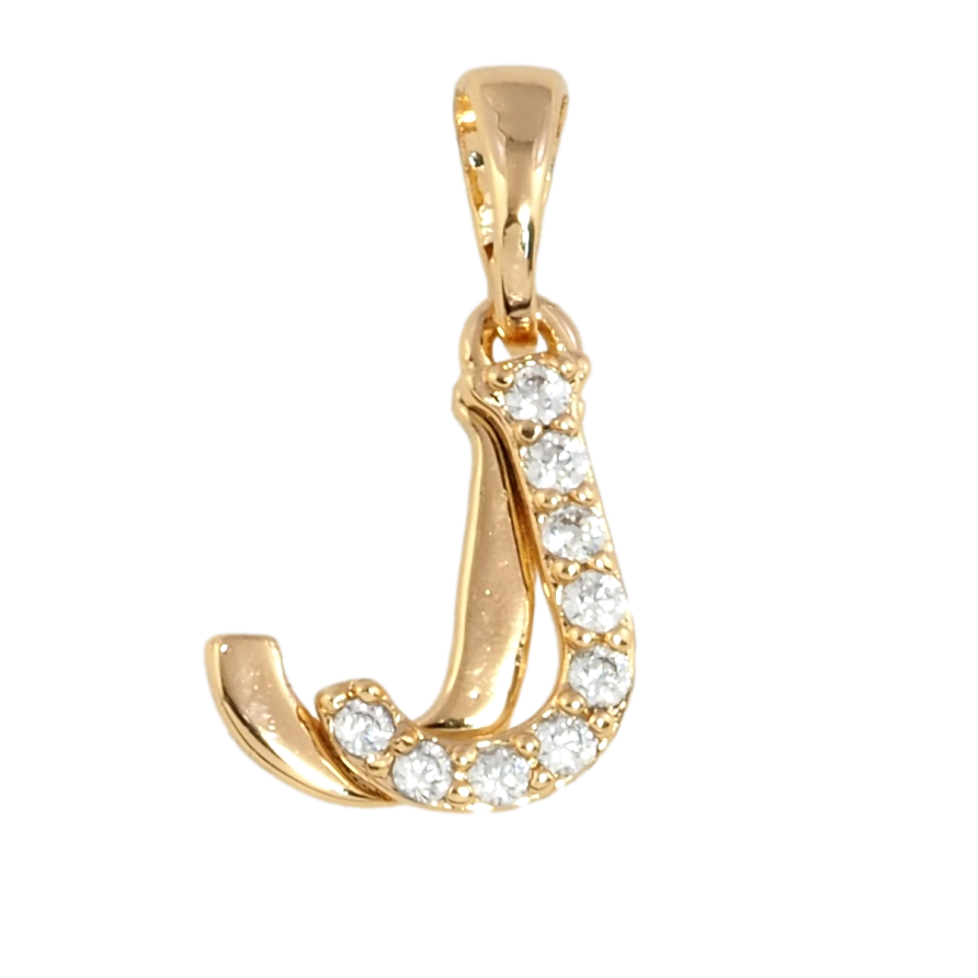 Кулон Xuping Позолота 18K Буква J с цирконием для цепочки до 5мм фото №1